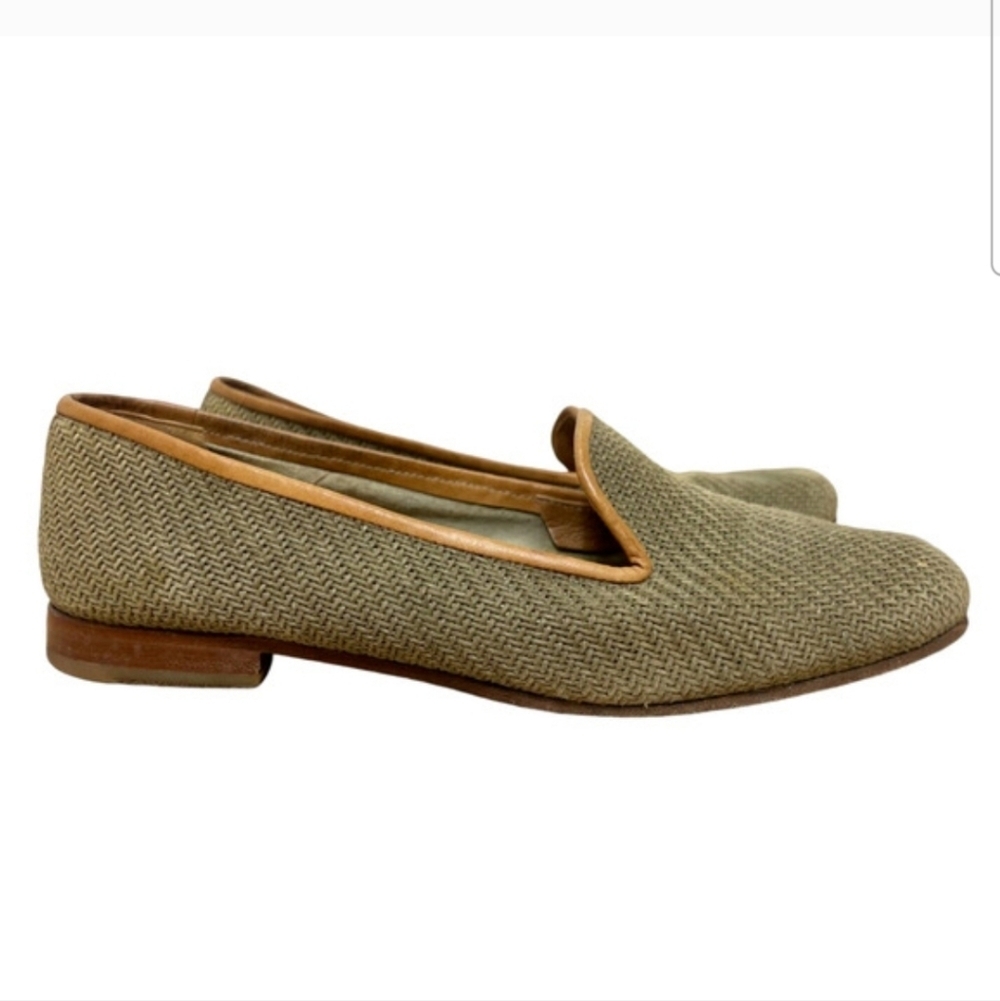 Stubbs&Wootton Woven Leather Smoking Slippers Loafers Women’s 7.5 Designer Flats
